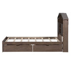 Wood Platform Bed with House-shaped Storage Headboard and 2 Drawer