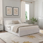 Queen Size Wood Platform Bed with Hydraulic Storage System and 2 Drawers