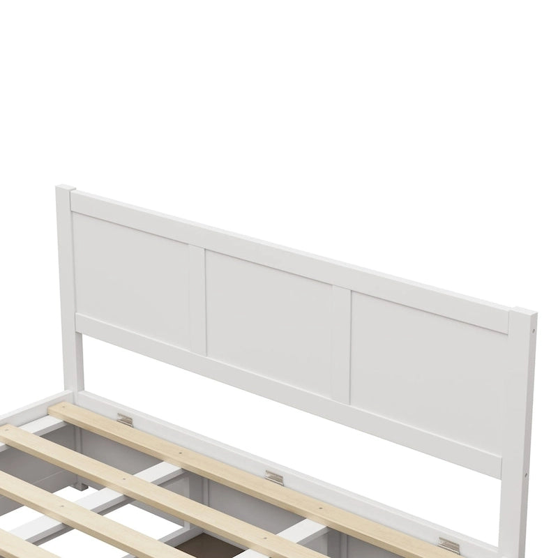 Queen Size Wood Platform Bed with Hydraulic Storage System and 2 Drawers