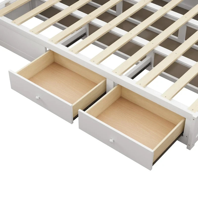 Queen Size Wood Platform Bed with Hydraulic Storage System and 2 Drawers