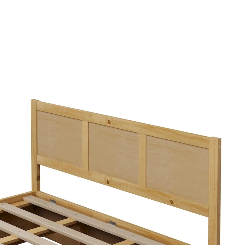 Queen Size Wood Platform Bed with Hydraulic Storage System and 2 Drawers