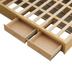 Queen Size Wood Platform Bed with Hydraulic Storage System and 2 Drawers