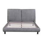 Upholstered Platform Bed with Two Large Headrests and Thick Fabric