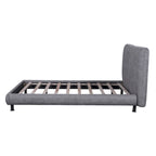 Upholstered Platform Bed with Two Large Headrests and Thick Fabric