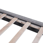 Upholstered Platform Bed with Two Large Headrests and Thick Fabric