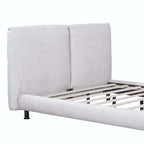 Upholstered Platform Bed with Two Large Headrests and Thick Fabric