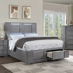 Furniture of America Tona Contemporary Grey Wood Storage Platform Bed with LED Lights