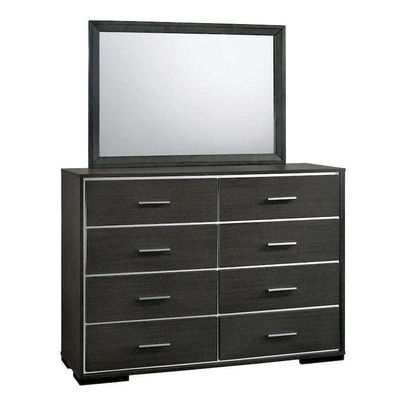 Furniture of America Kastela Contemporary Grey 2-Piece 8-Drawer Dresser and Mirror Set