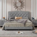 Queen Size Tufted Velvet Upholstered Bed with Rivet Design