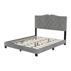 Queen Size Tufted Velvet Upholstered Bed with Rivet Design
