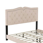 Queen Size Tufted Velvet Upholstered Bed with Rivet Design
