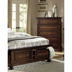 Master Bedroom Set 6pc Classic Brown Cherry Finish Platform Storage Bed
