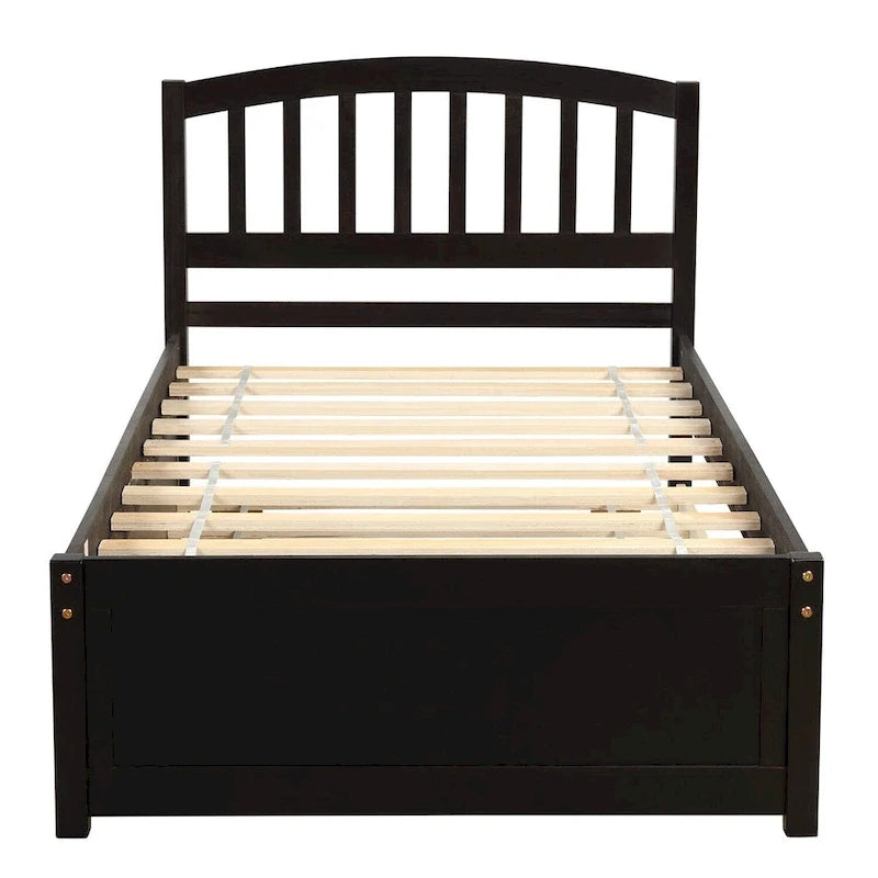 Twin size Platform Bed Wood Bed Frame with Trundle