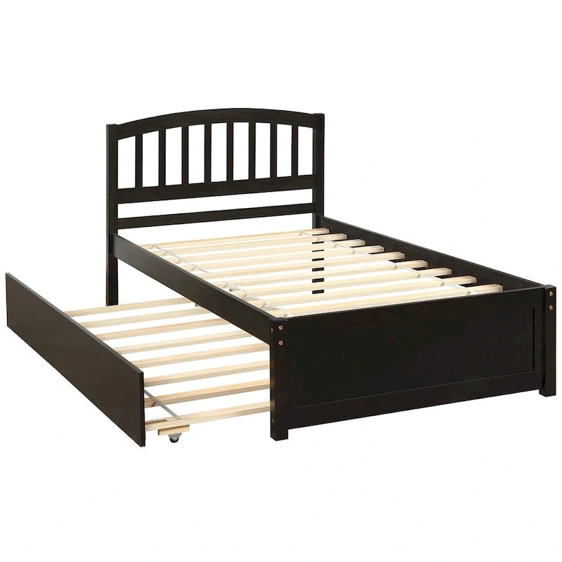 Twin size Platform Bed Wood Bed Frame with Trundle