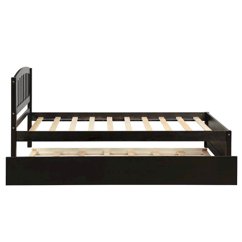 Twin size Platform Bed Wood Bed Frame with Trundle
