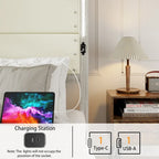 King Size Bed Frame with Upholstered Headboard and 4 Storage Drawers , King Bed Frame with Charging Station and LED Lights