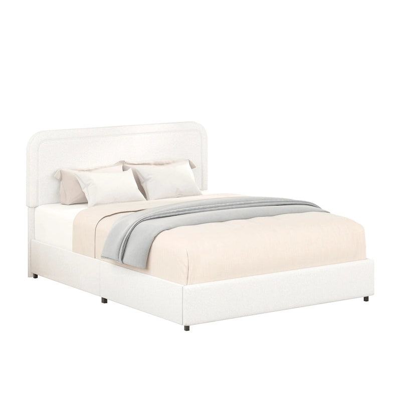 Christopher Knight Home Valle Queen Sized Boucle Upholstered Platform Bed with Drawers, Ivory