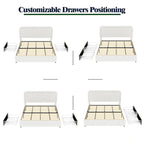 Christopher Knight Home Valle Queen Sized Boucle Upholstered Platform Bed with Drawers, Ivory