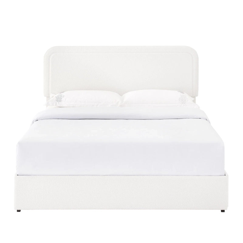 Christopher Knight Home Valle Queen Sized Boucle Upholstered Platform Bed with Drawers, Ivory