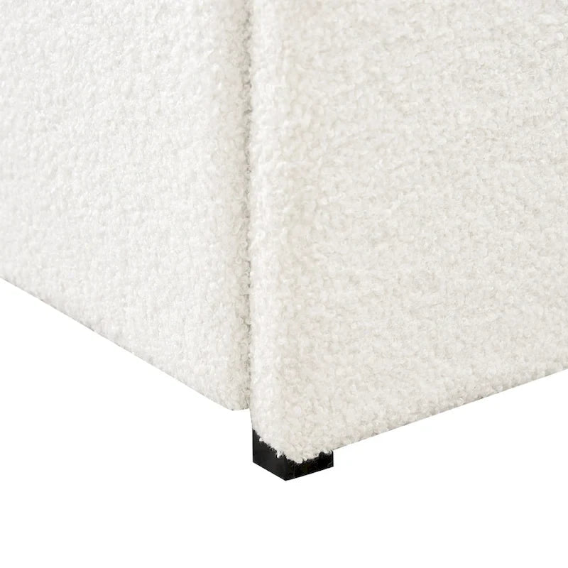 Christopher Knight Home Valle Queen Sized Boucle Upholstered Platform Bed with Drawers, Ivory