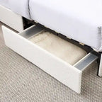 Christopher Knight Home Valle Queen Sized Boucle Upholstered Platform Bed with Drawers, Ivory