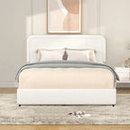 Christopher Knight Home Valle Queen Sized Boucle Upholstered Platform Bed with Drawers, Ivory