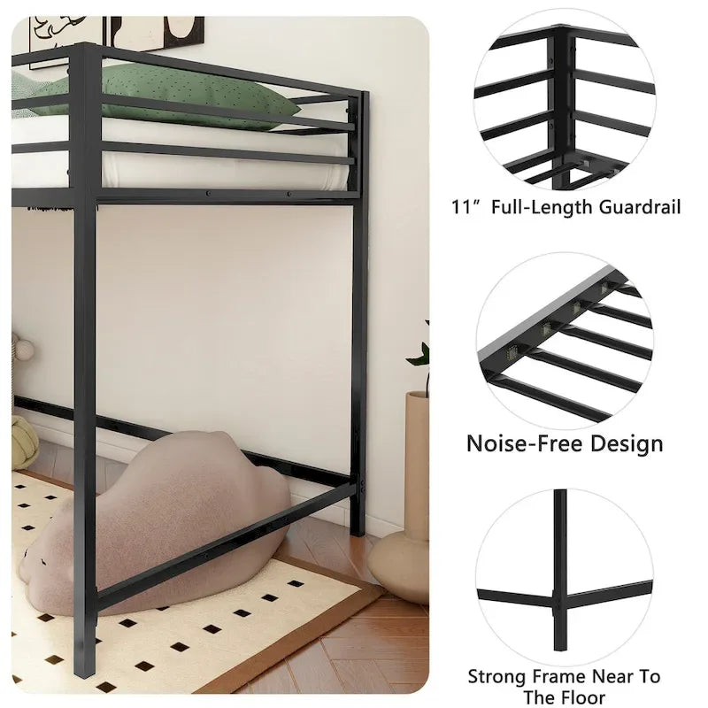 Junior twin loft bunk black For Bedroom