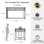 Junior twin loft bunk black For Bedroom