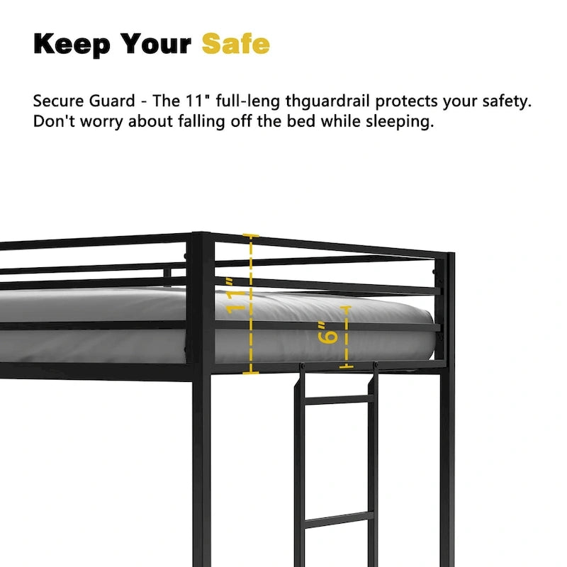 Junior twin loft bunk black For Bedroom