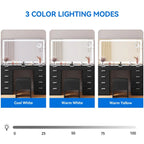 Moasis Makeup Vanity Table Set with Large LED Lighted Mirror and 11 Drawers - 46L*11.7W*55.9H