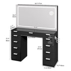 Moasis Makeup Vanity Table Set with Large LED Lighted Mirror and 11 Drawers - 46L*11.7W*55.9H