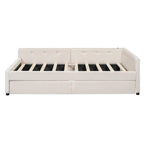 Full Size Upholstered Platform Bed with USB and 2 Drawers