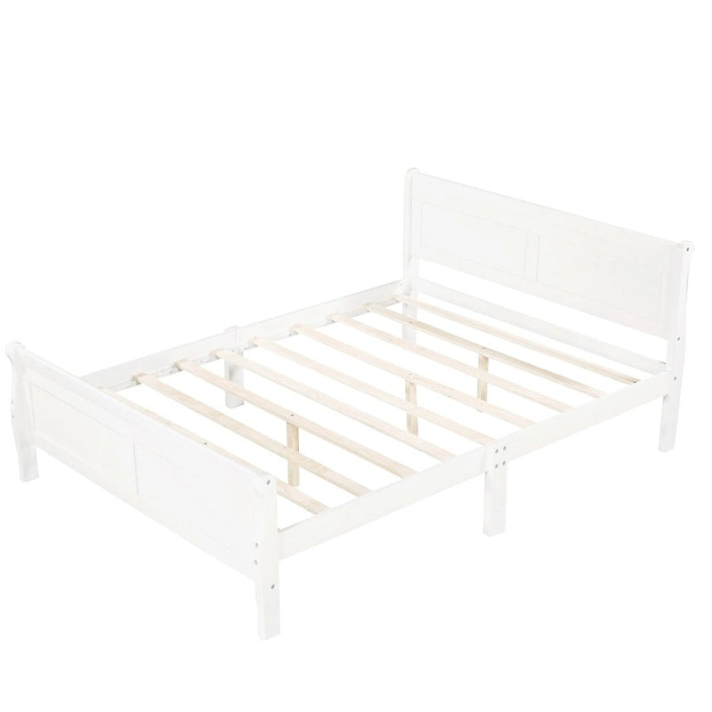 Twin/Full/Queen Wood Frame Sleigh Bed with Footboard