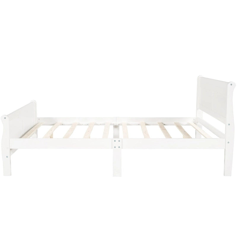 Twin/Full/Queen Wood Frame Sleigh Bed with Footboard