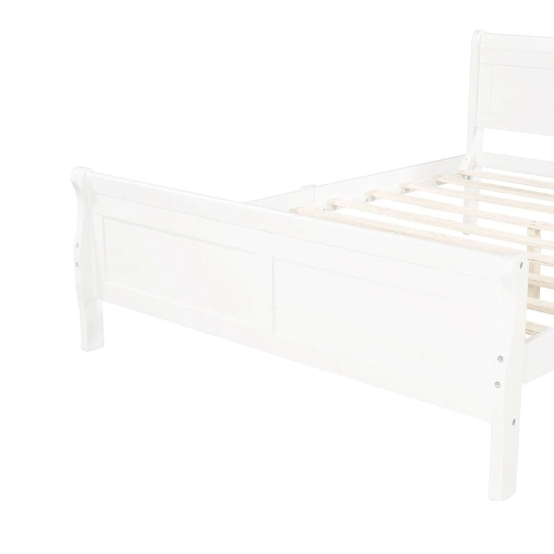 Twin/Full/Queen Wood Frame Sleigh Bed with Footboard