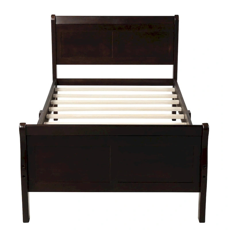 Twin/Full/Queen Wood Frame Sleigh Bed with Footboard