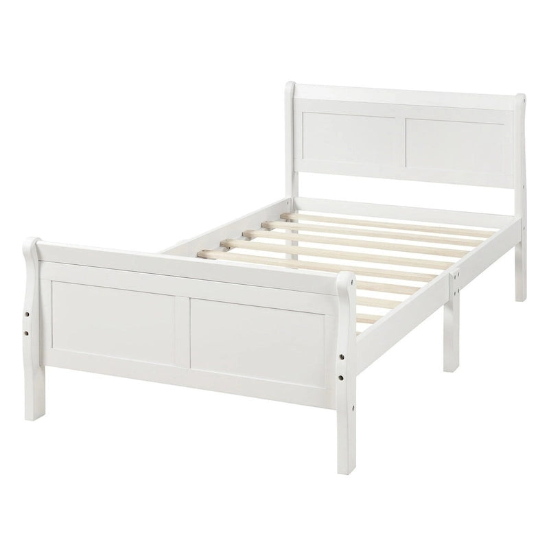 Twin/Full/Queen Wood Frame Sleigh Bed with Footboard