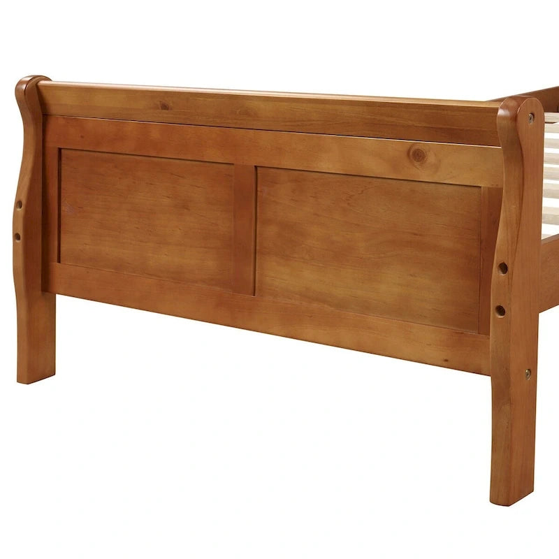 Twin/Full/Queen Wood Frame Sleigh Bed with Footboard