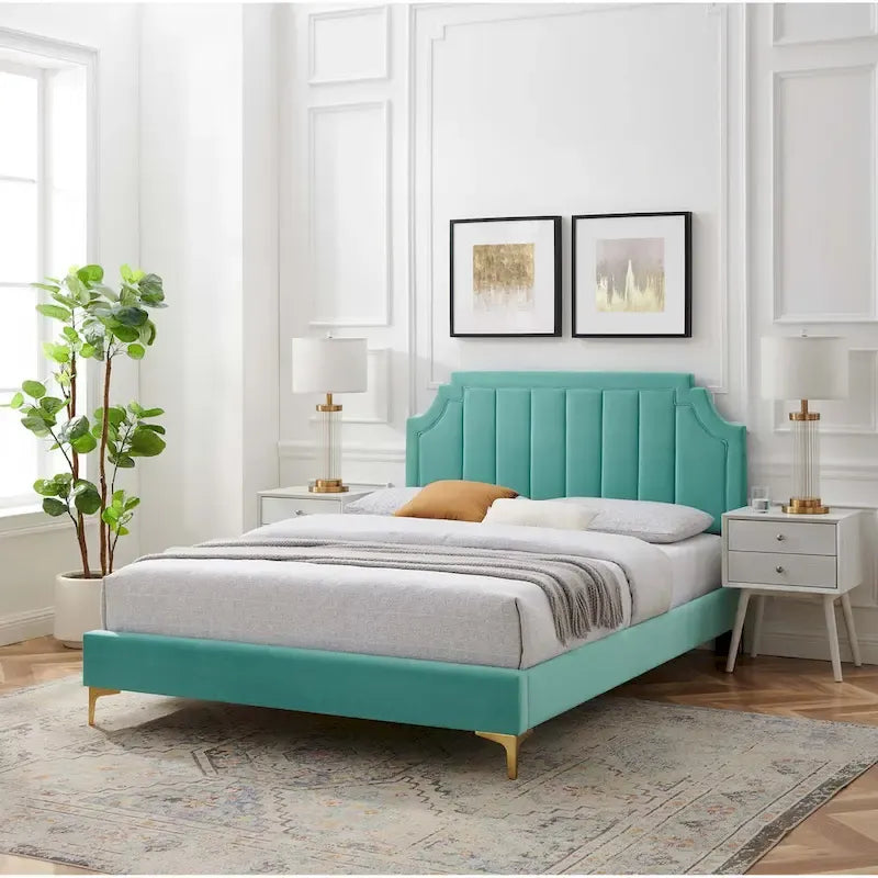 Sienna Performance Velvet Queen Platform Bed