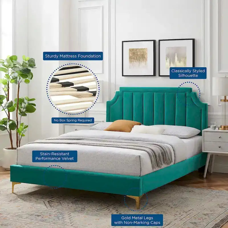 Sienna Performance Velvet Queen Platform Bed