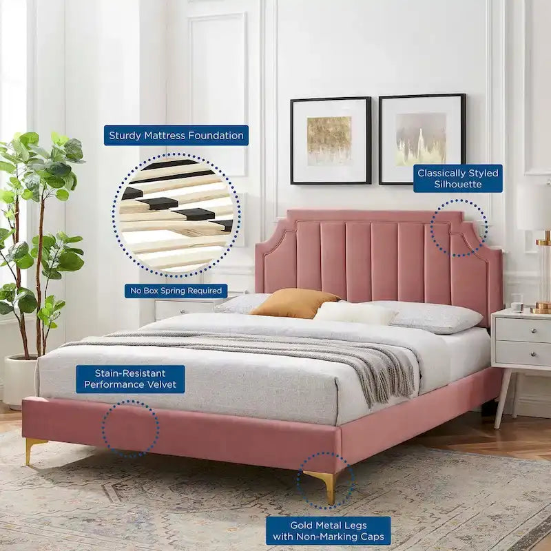 Sienna Performance Velvet Queen Platform Bed