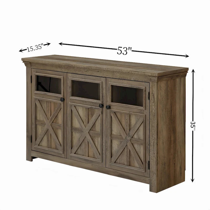 53 Farmhouse 3-Doors Cabinet Buffet Sideboard Cabinet - N/A