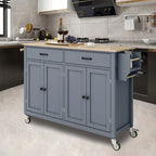 Kitchen Island Cart with Solid Wood Top