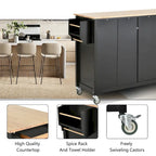 Kitchen Island Cart with Solid Wood Top