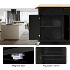 Kitchen Island Cart with Solid Wood Top