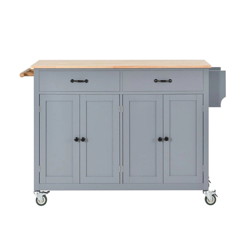 Kitchen Island Cart with Solid Wood Top