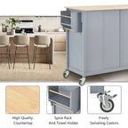 Kitchen Island Cart with Solid Wood Top