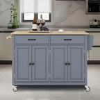 Kitchen Island Cart with Solid Wood Top