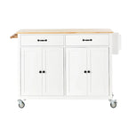 Kitchen Island Cart with Solid Wood Top