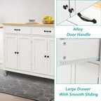 Kitchen Island Cart with Solid Wood Top